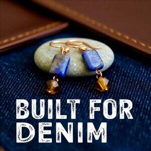 Rustic Blue Sodalite + Copper Earrings for Jeans, Denim & Leather Lovers!